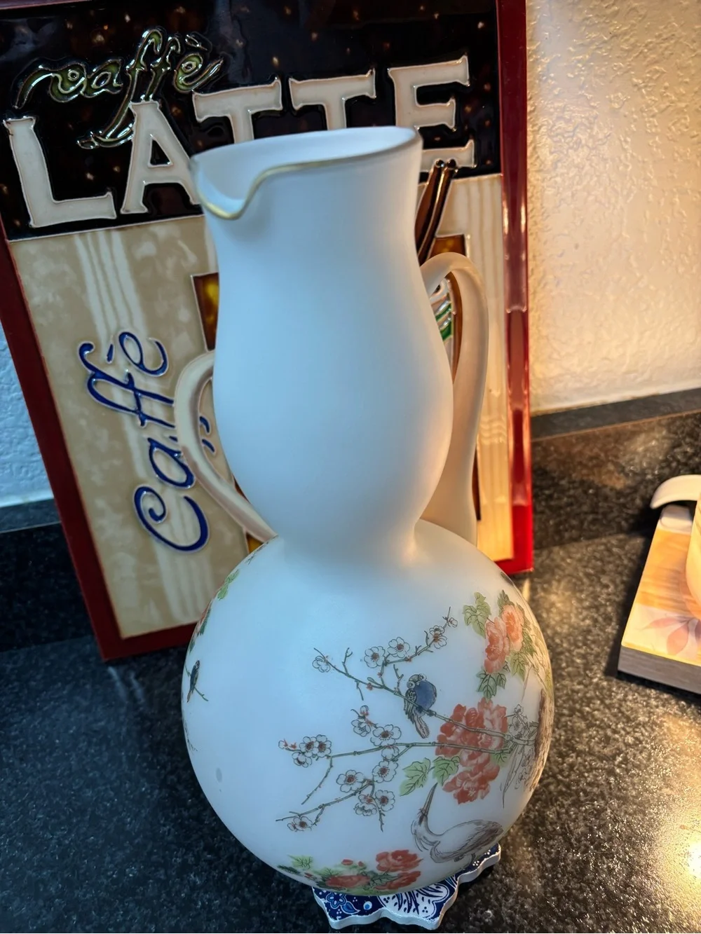 Classic Floral Porcelain Pitcher - White with Multicolor‎ Bouquet